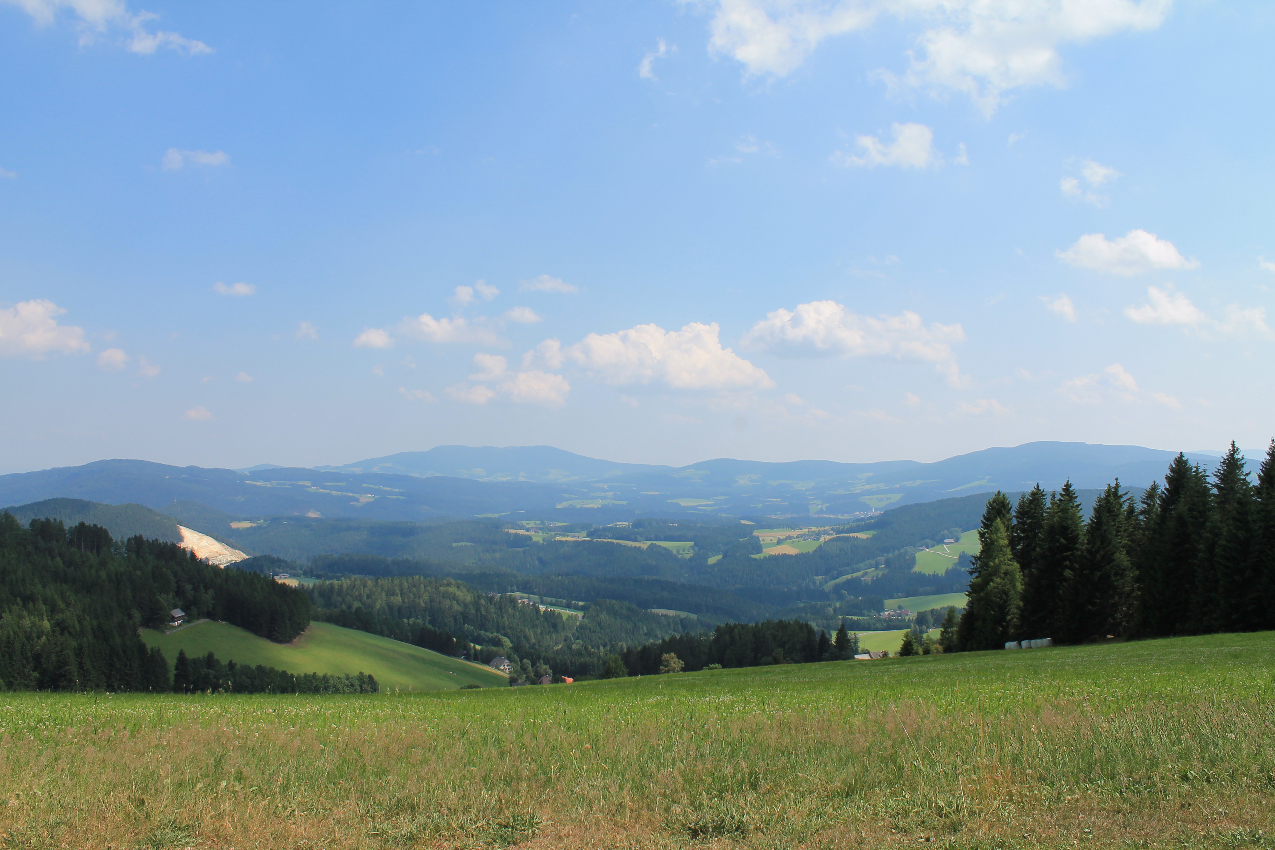 Hügelige Sommerlandschaft im Joglland.